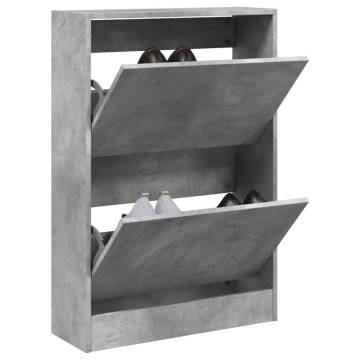 Shoe Cabinet Concrete Grey 60x21x87.5 cm Engineered Wood