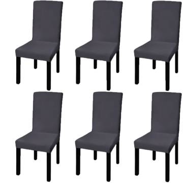 Straight Stretchable Chair Cover 6 pcs Anthracite