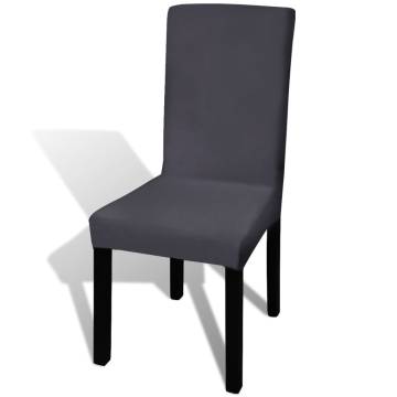 Straight Stretchable Chair Cover 6 pcs Anthracite