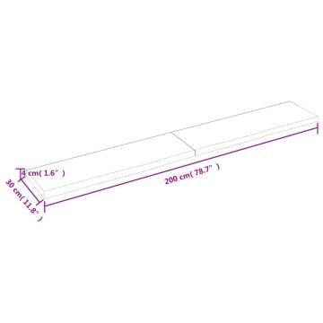 Bathroom Countertop 200x30x(2-4) cm Untreated Solid Wood