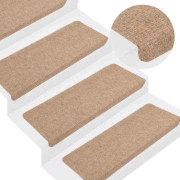 Stair Mats Self-adhesive 15 pcs 65x24.5x3.5 cm Beige