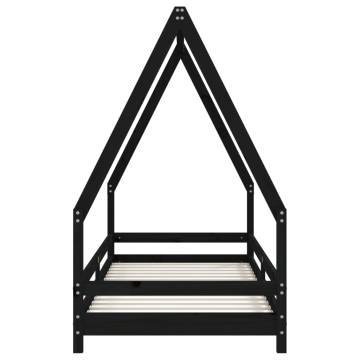 Kids Bed Frame Black 80x200 cm Solid Wood Pine