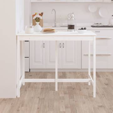 Bar Table White 140x80x110 cm Solid Wood Pine