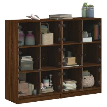 Bookcase with Doors Brown Oak 136x37x109 cm Engineered Wood