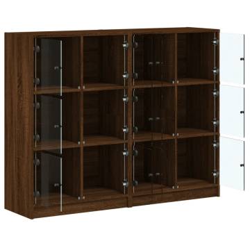 Bookcase with Doors Brown Oak 136x37x109 cm Engineered Wood