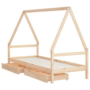 Kids Bed Frame with Drawers 90x190 cm Solid Wood Pine