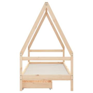 Kids Bed Frame with Drawers 90x190 cm Solid Wood Pine