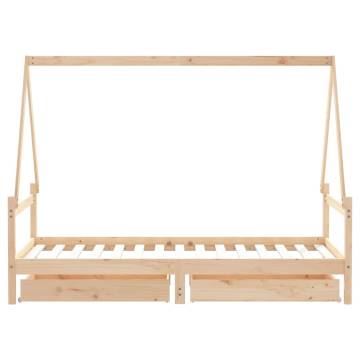 Kids Bed Frame with Drawers 90x190 cm Solid Wood Pine