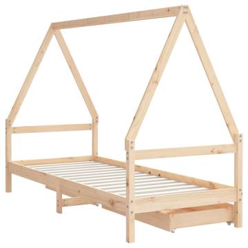 Kids Bed Frame with Drawers 90x190 cm Solid Wood Pine