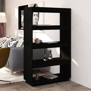 Book Cabinet/Room Divider Black 80x35x135 cm Solid Pinewood