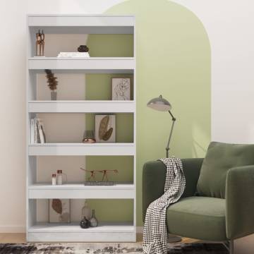 Book Cabinet/Room Divider High Gloss White 80x30x166 cm Engineered Wood