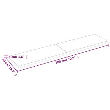 Bathroom Countertop 180x40x(2-4) cm Untreated Solid Wood