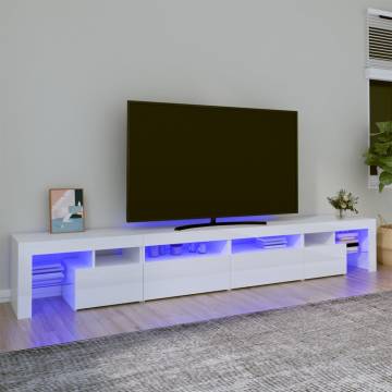 TV Cabinet with LED Lights High Gloss White 260x36.5x40 cm