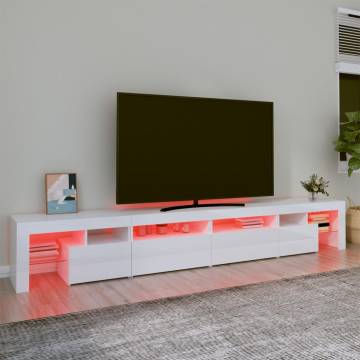 TV Cabinet with LED Lights High Gloss White 260x36.5x40 cm