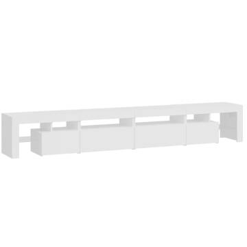 TV Cabinet with LED Lights High Gloss White 260x36.5x40 cm