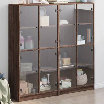 Bookcase with Doors Brown Oak 136x37x142 cm Engineered Wood