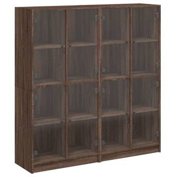 Bookcase with Doors Brown Oak 136x37x142 cm Engineered Wood