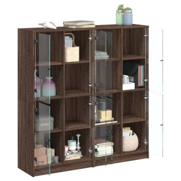 Bookcase with Doors Brown Oak 136x37x142 cm Engineered Wood