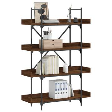 Bookcase 4-Tier Brown Oak 100x33x145.5 cm Engineered Wood