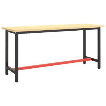 Work Bench Frame Matte Black and Matte Red 170x50x79 cm Metal