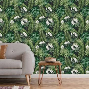 DUTCH WALLCOVERINGS Wallpaper Eden Black and Dark Green