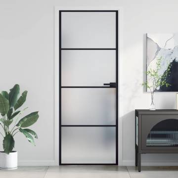 Interior Door Slim Black 76x201.5 cm Tempered Glass and Aluminium