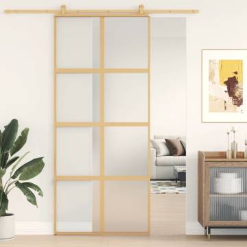 Sliding Door Gold 90x205 cm Frosted ESG Glass and Aluminium