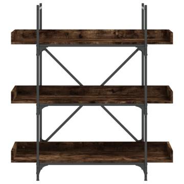 Bookcase 3-Tier Smoked Oak 100x33x108.5 cm Engineered Wood