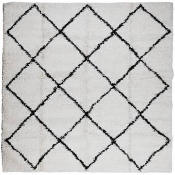 Shaggy Rug PAMPLONA High Pile Modern Cream and Black 240x240 cm