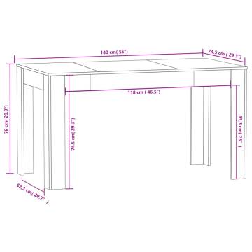 Dining Table Black 140x74.5x76 cm Engineered Wood