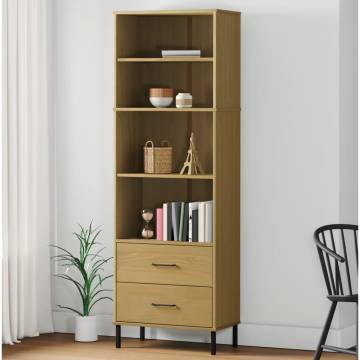 Bookcase with 2 Drawers Brown 60x35x180 cm Solid Wood OSLO