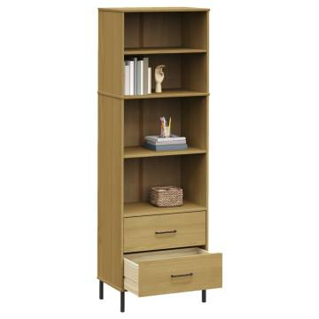 Bookcase with 2 Drawers Brown 60x35x180 cm Solid Wood OSLO