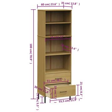 Bookcase with 2 Drawers Brown 60x35x180 cm Solid Wood OSLO