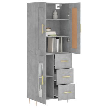 Highboard Concrete Grey 69.5x34x180 cm Engineered Wood