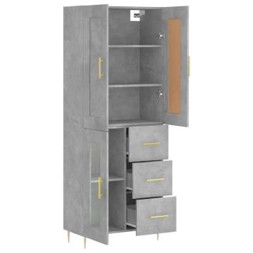 Highboard Concrete Grey 69.5x34x180 cm Engineered Wood