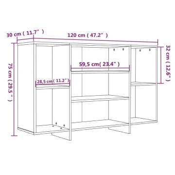 Sideboard Concrete Grey 120x30x75 cm Engineered Wood