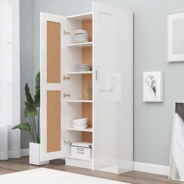 Book Cabinet High Gloss White 82.5x30.5x185.5 cm Engineered Wood