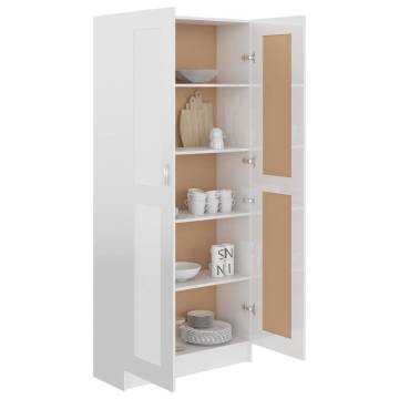 Book Cabinet High Gloss White 82.5x30.5x185.5 cm Engineered Wood