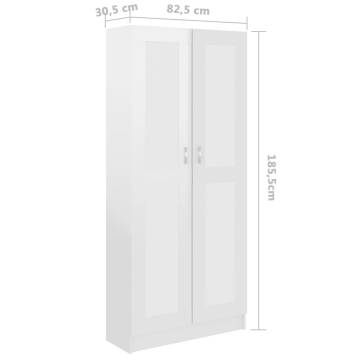 Book Cabinet High Gloss White 82.5x30.5x185.5 cm Engineered Wood