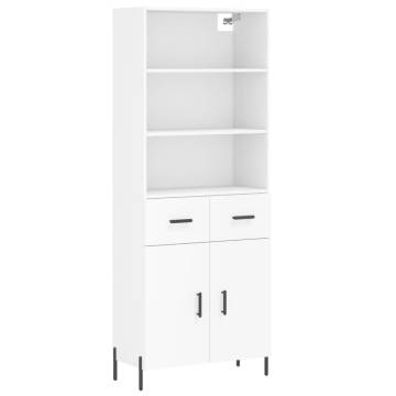 Highboard White 69.5x34x180 cm Engineered Wood