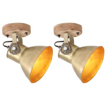 Industrial Wall/Ceiling Lamps 2 pcs Brass 20x25 cm E27