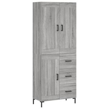 Highboard Grey Sonoma 69.5x34x180 cm Engineered Wood