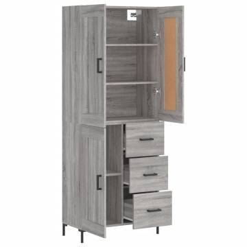 Highboard Grey Sonoma 69.5x34x180 cm Engineered Wood