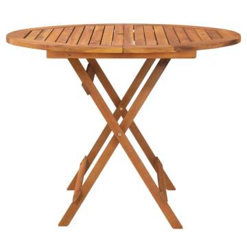 Folding Garden Table Ø 90x75 cm Solid Wood Acacia