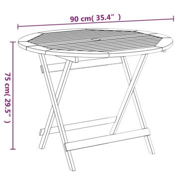 Folding Garden Table Ø 90x75 cm Solid Wood Acacia