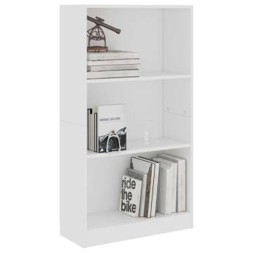 3-Tier Book Cabinet White 60x24x109 cm Engineered Wood