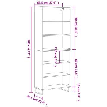 Highboard Sonoma Oak 69.5x32.5x180 cm Engineered Wood