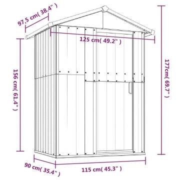 Garden Shed Grey 126x97.5x177 cm Galvanised Steel