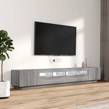 3 Piece TV Cabinet Set with LED Lights Grey Sonoma Engineered Wood