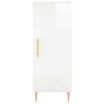 Highboard High Gloss White 34.5x34x180 cm Engineered Wood